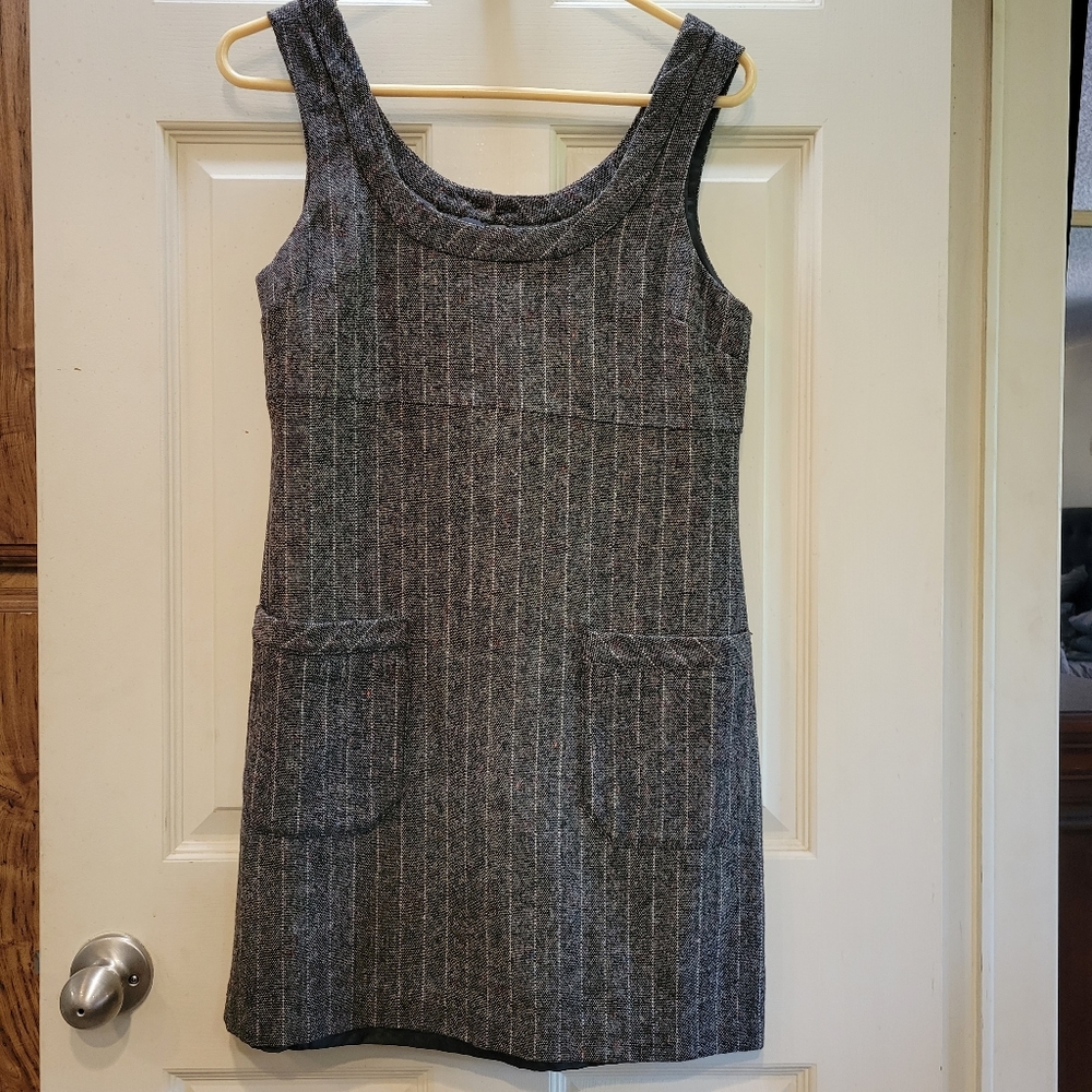 Retro 60s Wool Tweed Pinstripe Shift Dress Jumper 2